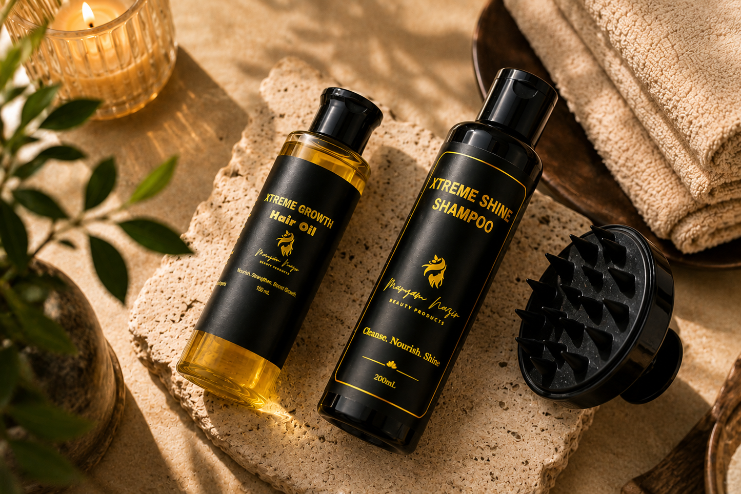 The Complete Hair Growth Bundle — Xtreme Growth Hair Oil + Xtreme Shine Shampoo + Scalp Massager