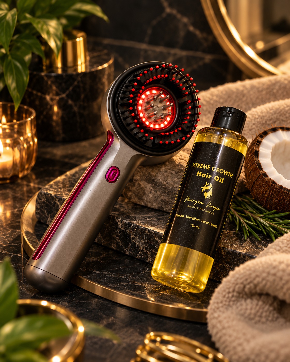 Xtreme Growth Hair Oil + Red Light Scalp Massager — The Growth & Density Ritual