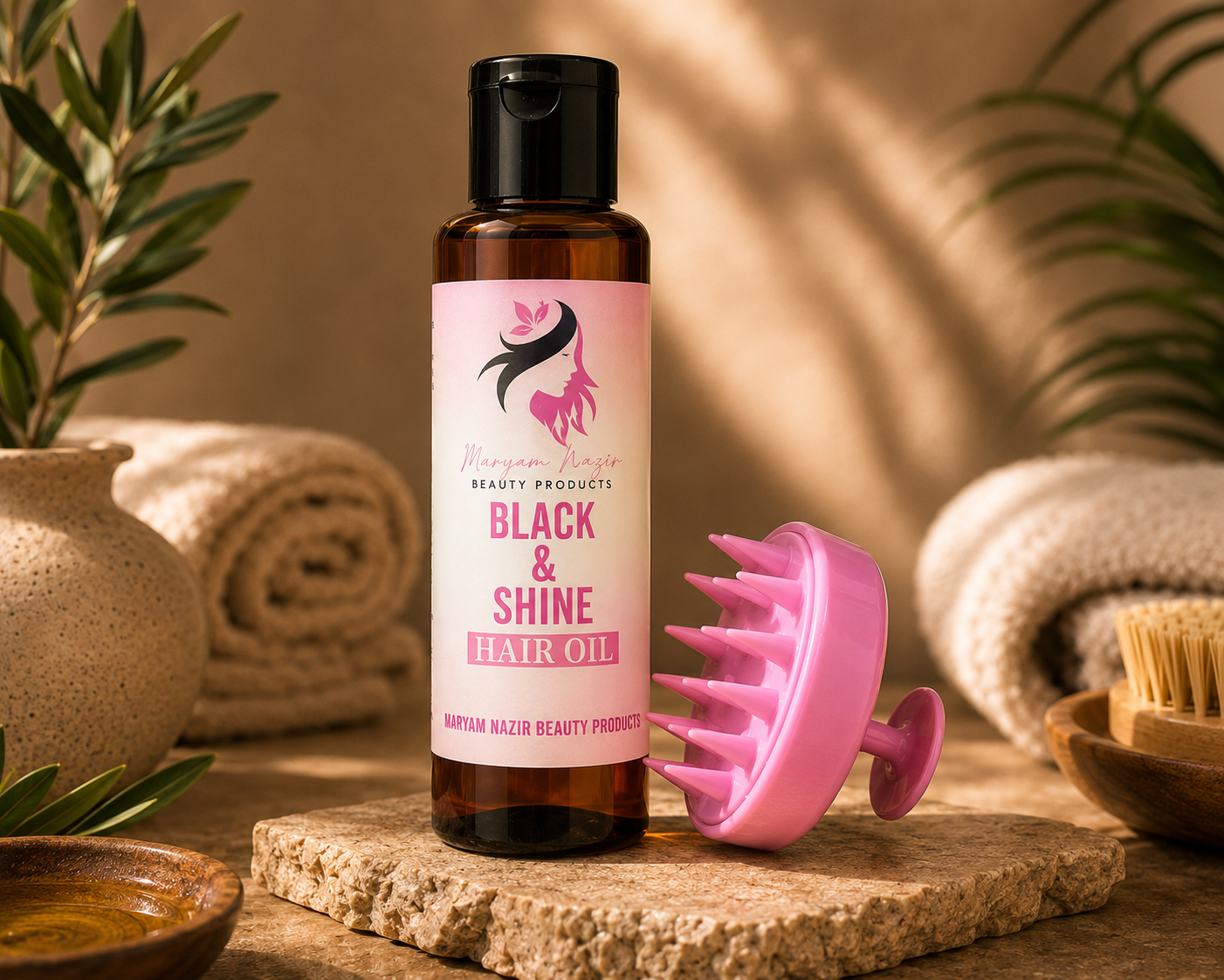 Black & Shine Hair Oil + Scalp Massager — The Hair Fall Fix